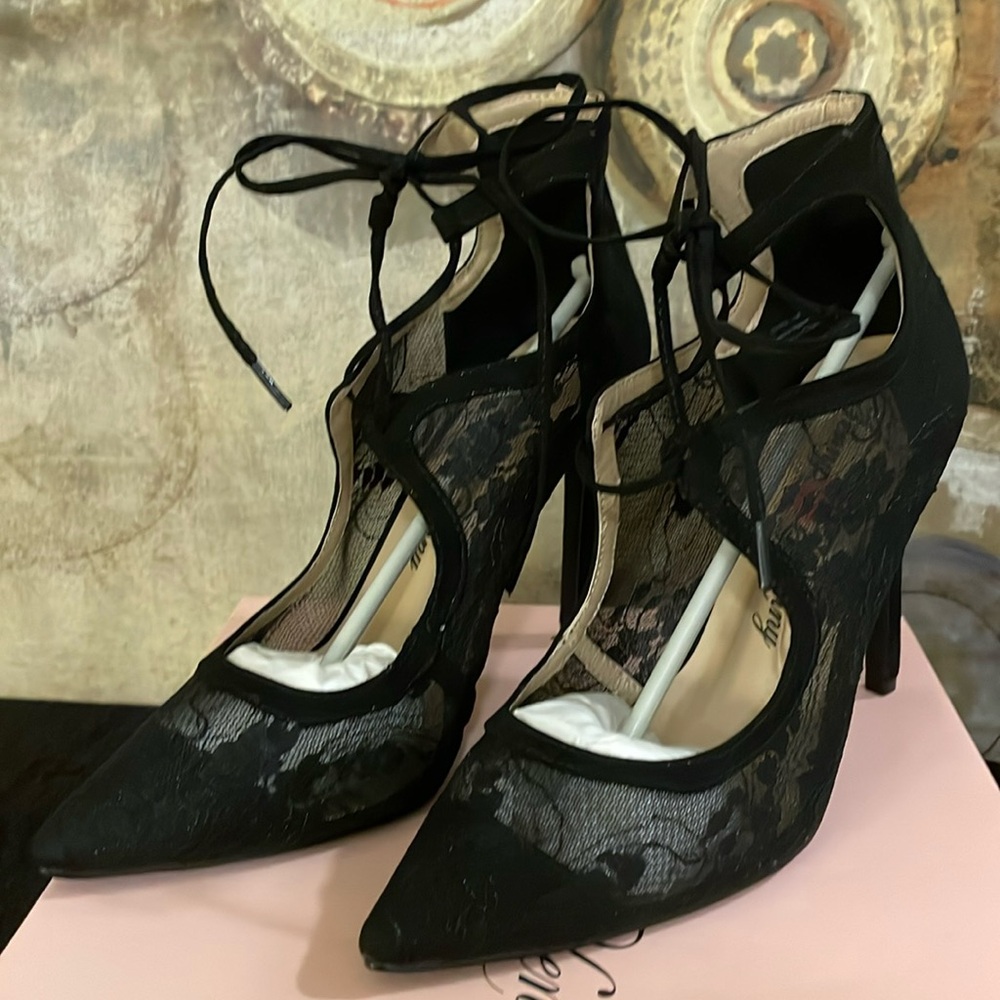 Penny Loves Kenny Black Lace Heels